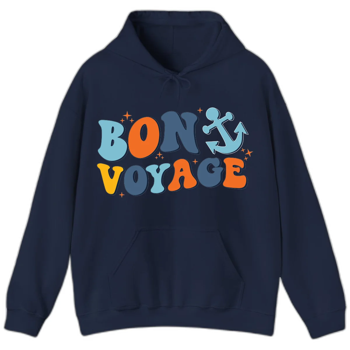 Bon Voyage Anchor Hoodie: Warmth for Your Next Cruise! in Navy
