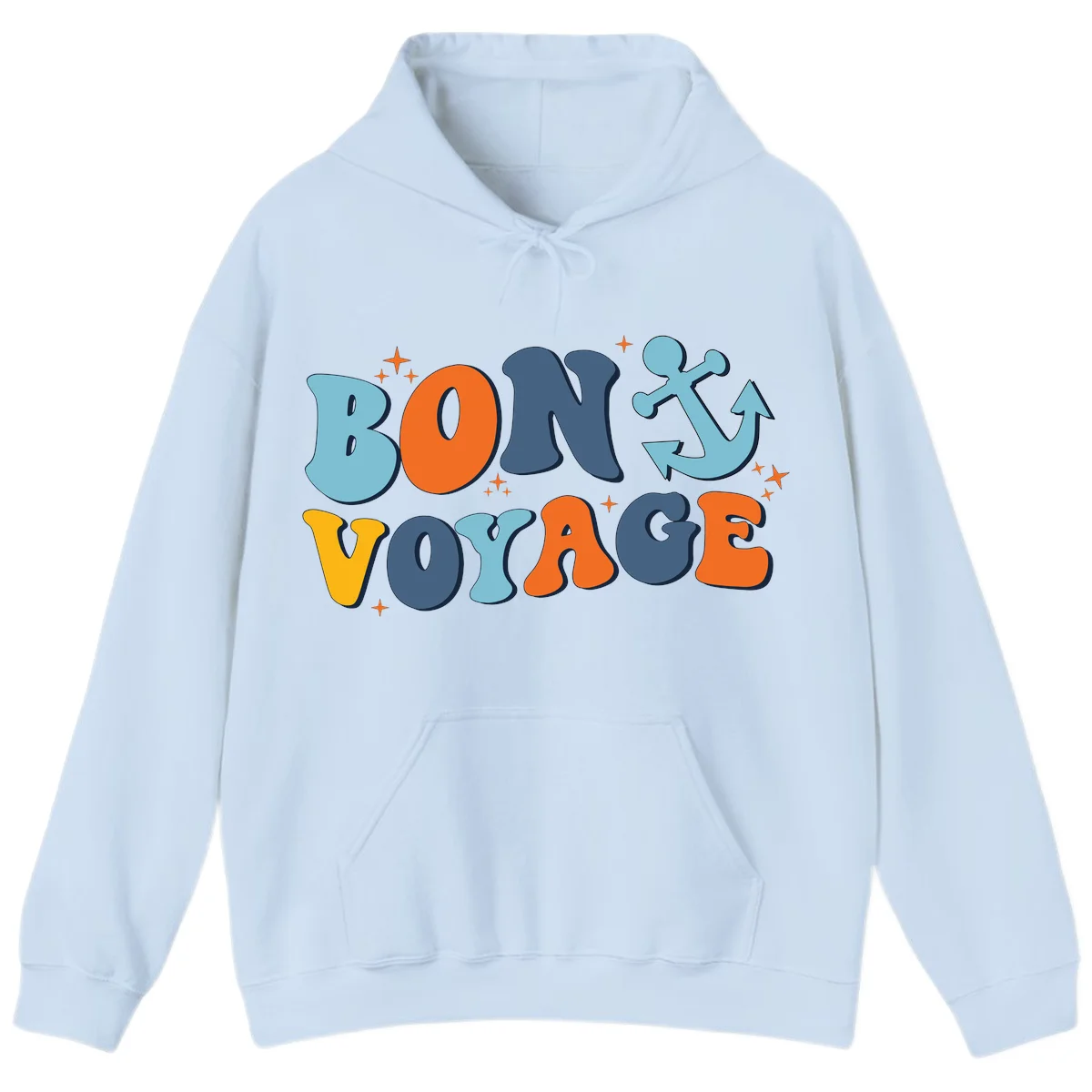 Bon Voyage Anchor Hoodie: Warmth for Your Next Cruise! in Light Blue