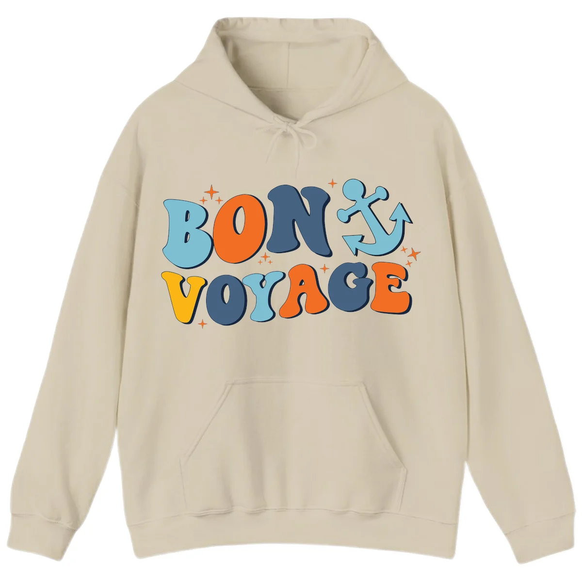 Bon Voyage Anchor Hoodie: Warmth for Your Next Cruise! in Sand