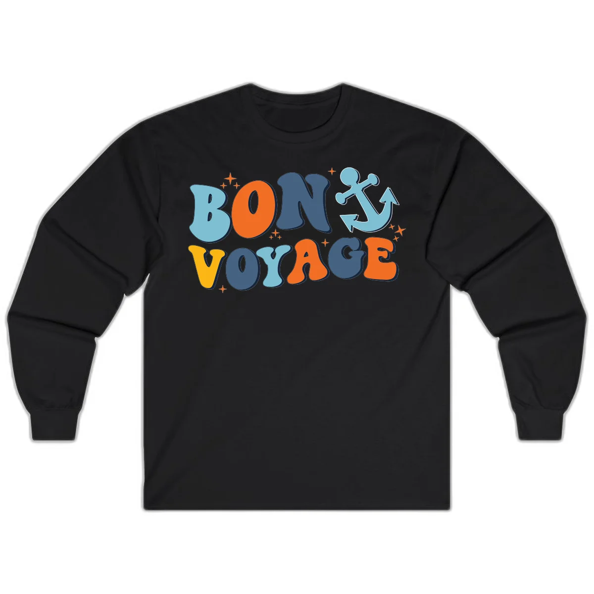Bon Voyage Anchor Long Sleeve: Comfy for Cruise Evenings! in Black