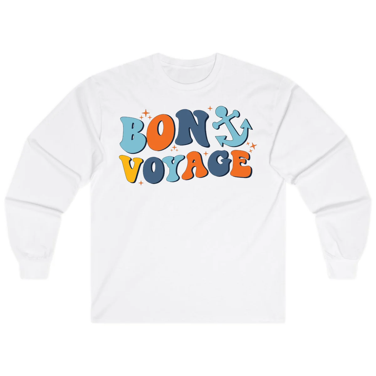Bon Voyage Anchor Long Sleeve: Comfy for Cruise Evenings! in White