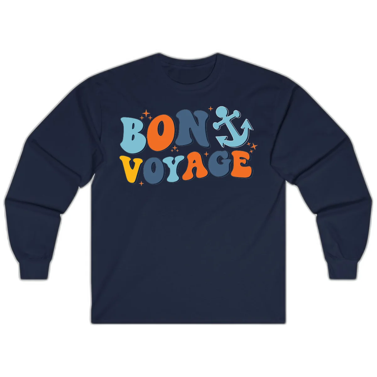 Bon Voyage Anchor Long Sleeve: Comfy for Cruise Evenings! in Navy