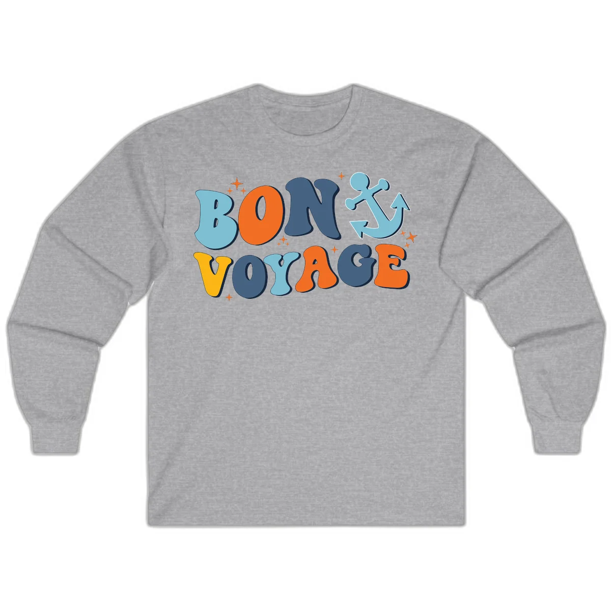 Bon Voyage Anchor Long Sleeve: Comfy for Cruise Evenings! in Sport Grey