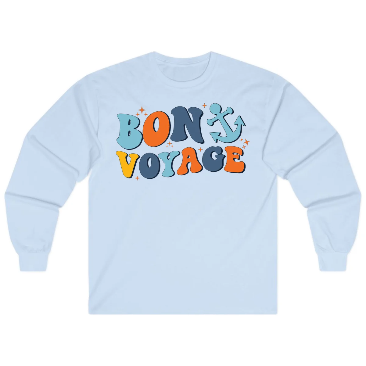 Bon Voyage Anchor Long Sleeve: Comfy for Cruise Evenings! in Light Blue