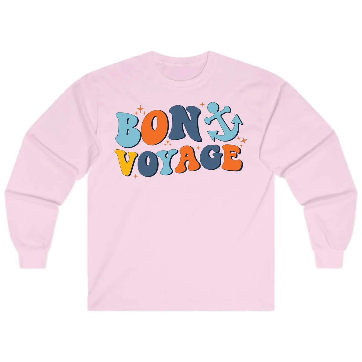 Bon Voyage Anchor Long Sleeve: Comfy for Cruise Evenings! in Light Pink