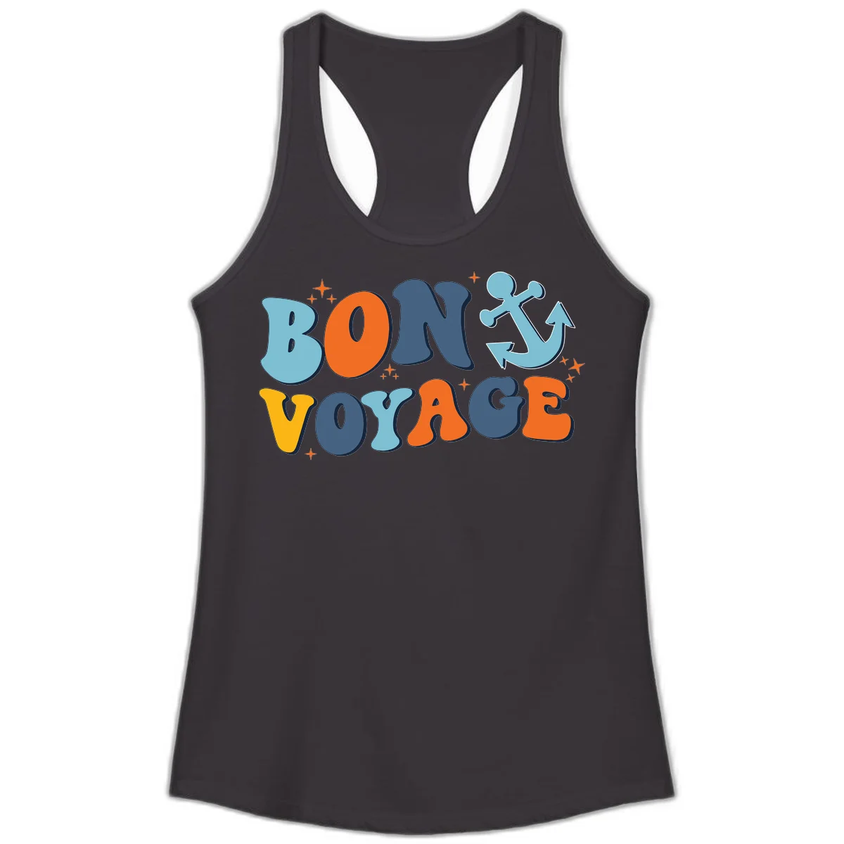 Bon Voyage Anchor Ladies Tank: Cruise Ready & Sunny! in Black