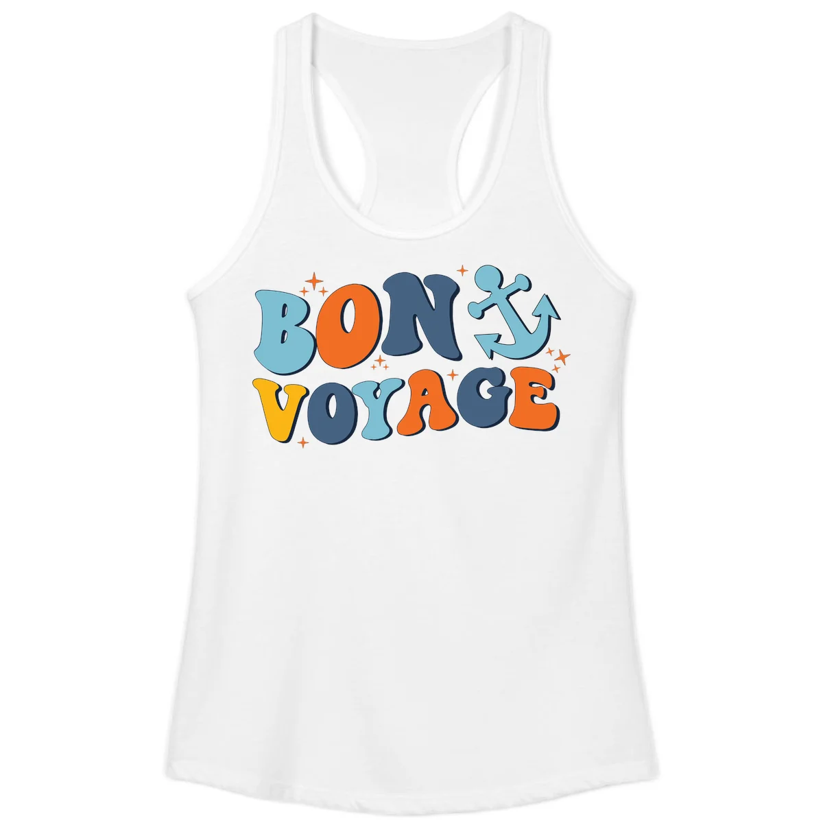 Bon Voyage Anchor Ladies Tank: Cruise Ready & Sunny! in White