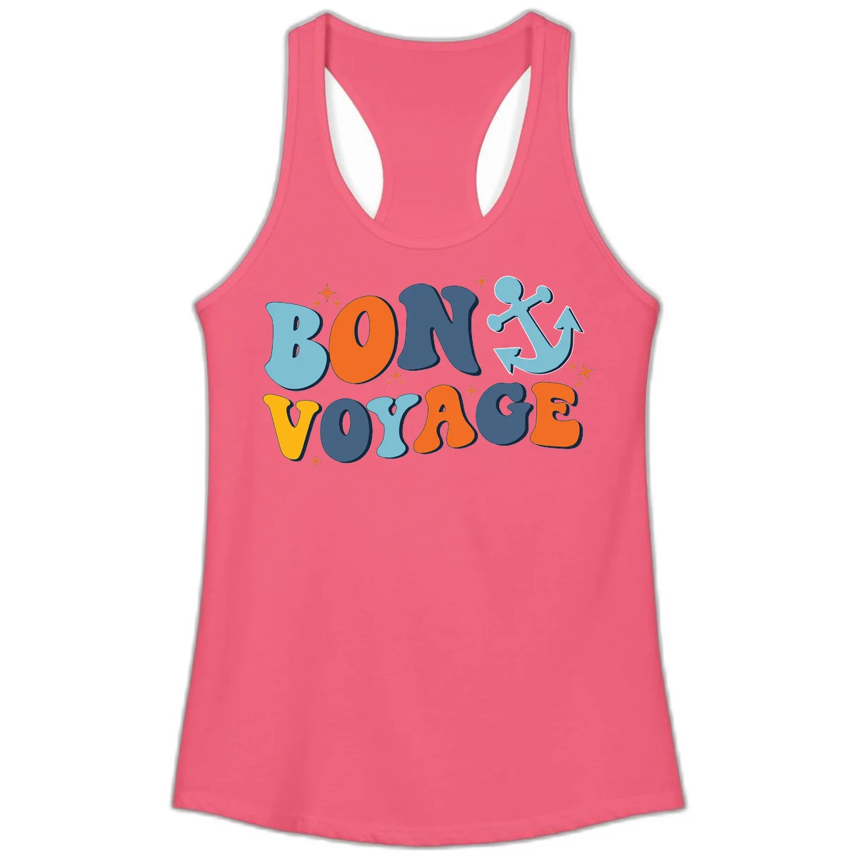 Bon Voyage Anchor Ladies Tank: Cruise Ready & Sunny! in Hot Pink