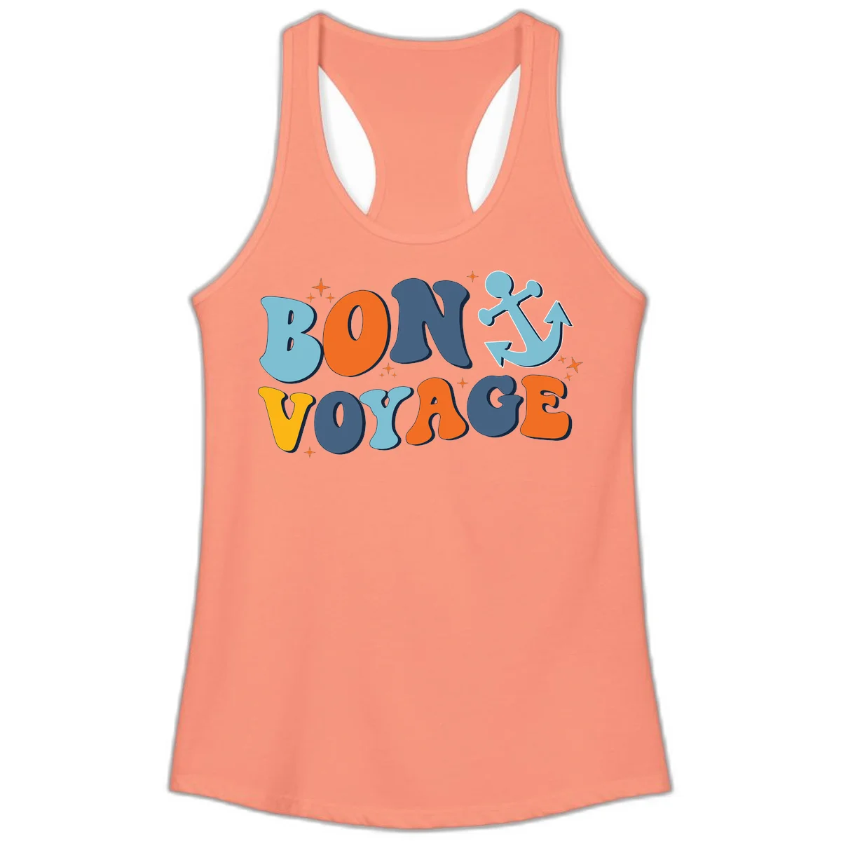 Bon Voyage Anchor Ladies Tank: Cruise Ready & Sunny! in Solid Light Orange