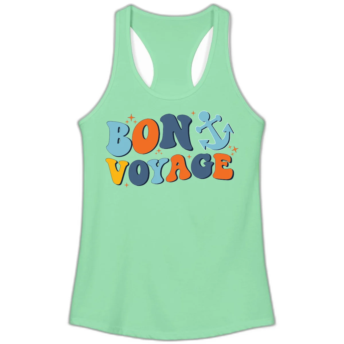 Bon Voyage Anchor Ladies Tank: Cruise Ready & Sunny! in Solid Mint