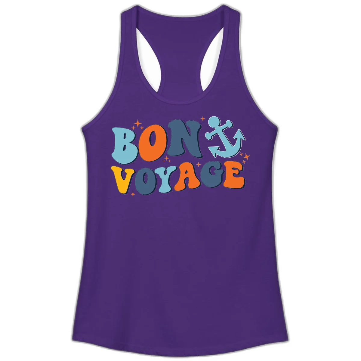 Bon Voyage Anchor Ladies Tank: Cruise Ready & Sunny! in Solid Purple Rush