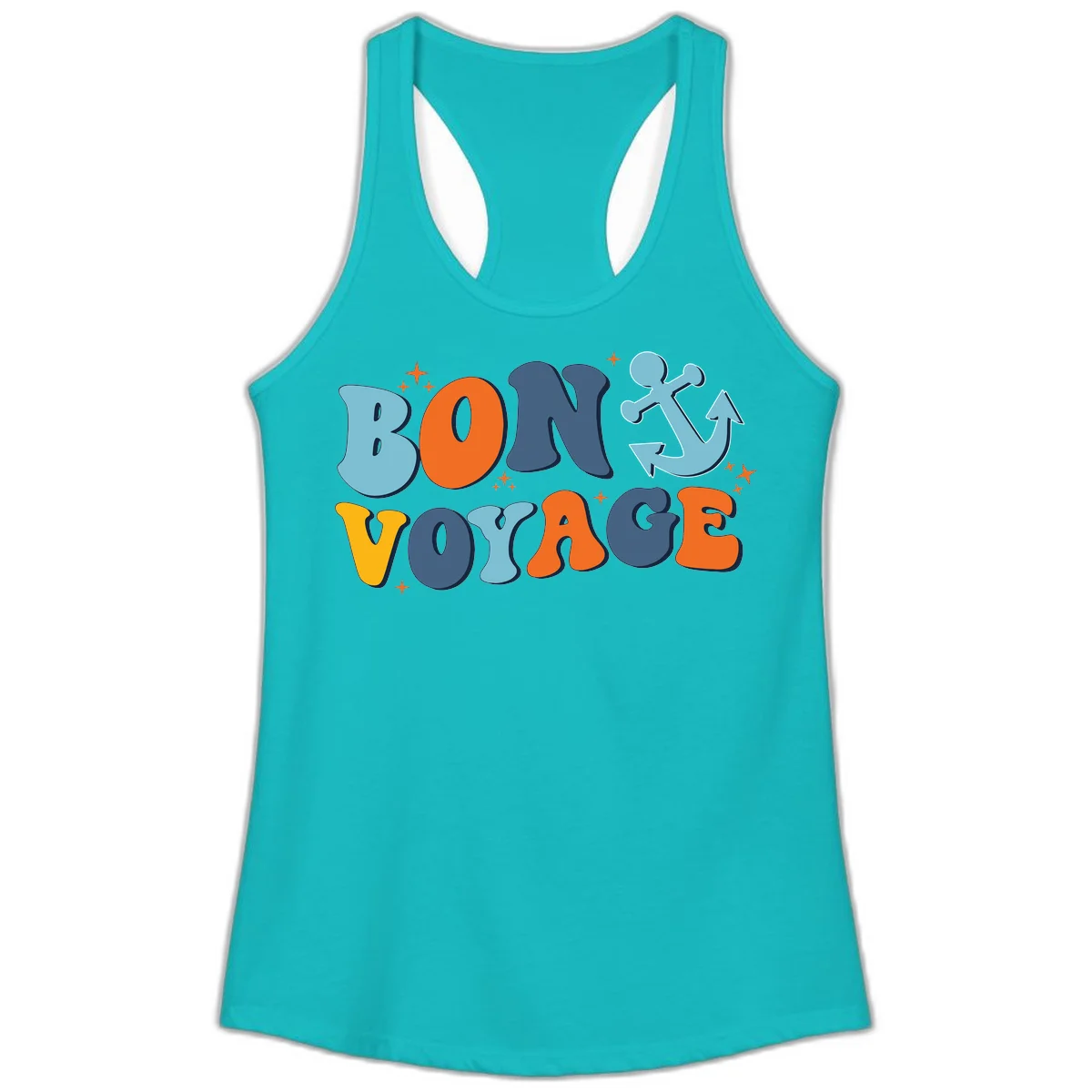 Bon Voyage Anchor Ladies Tank: Cruise Ready & Sunny! in Tahiti Blue