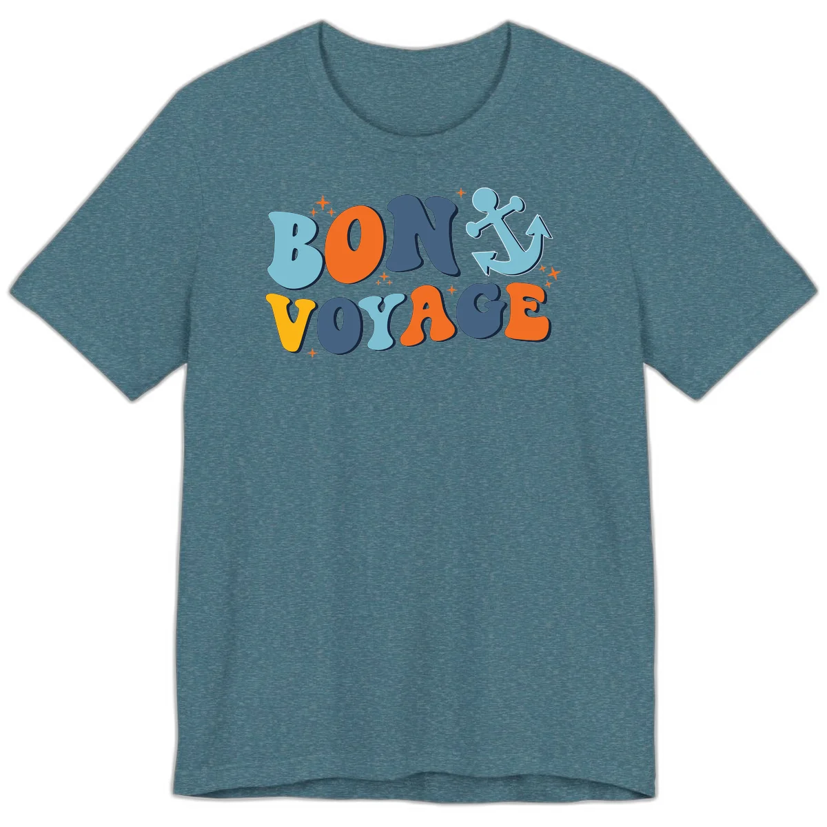 Bon Voyage Anchor Premium T-Shirt: Cruise in Comfort! in Heather Deep Teal