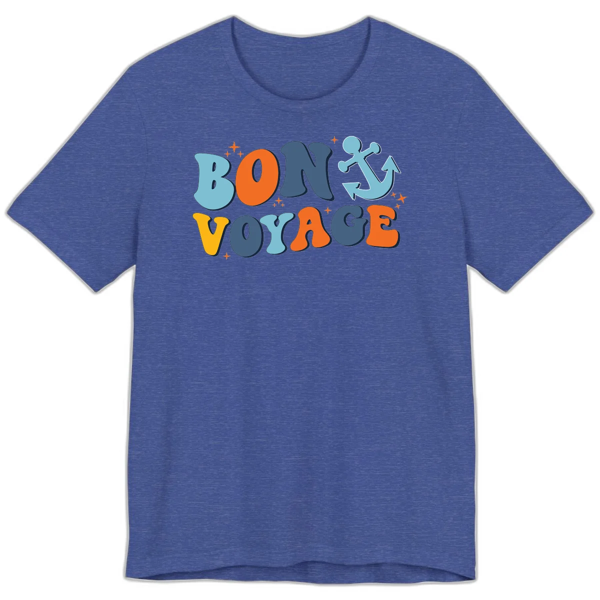 Bon Voyage Anchor Premium T-Shirt: Cruise in Comfort! in Heather True Royal