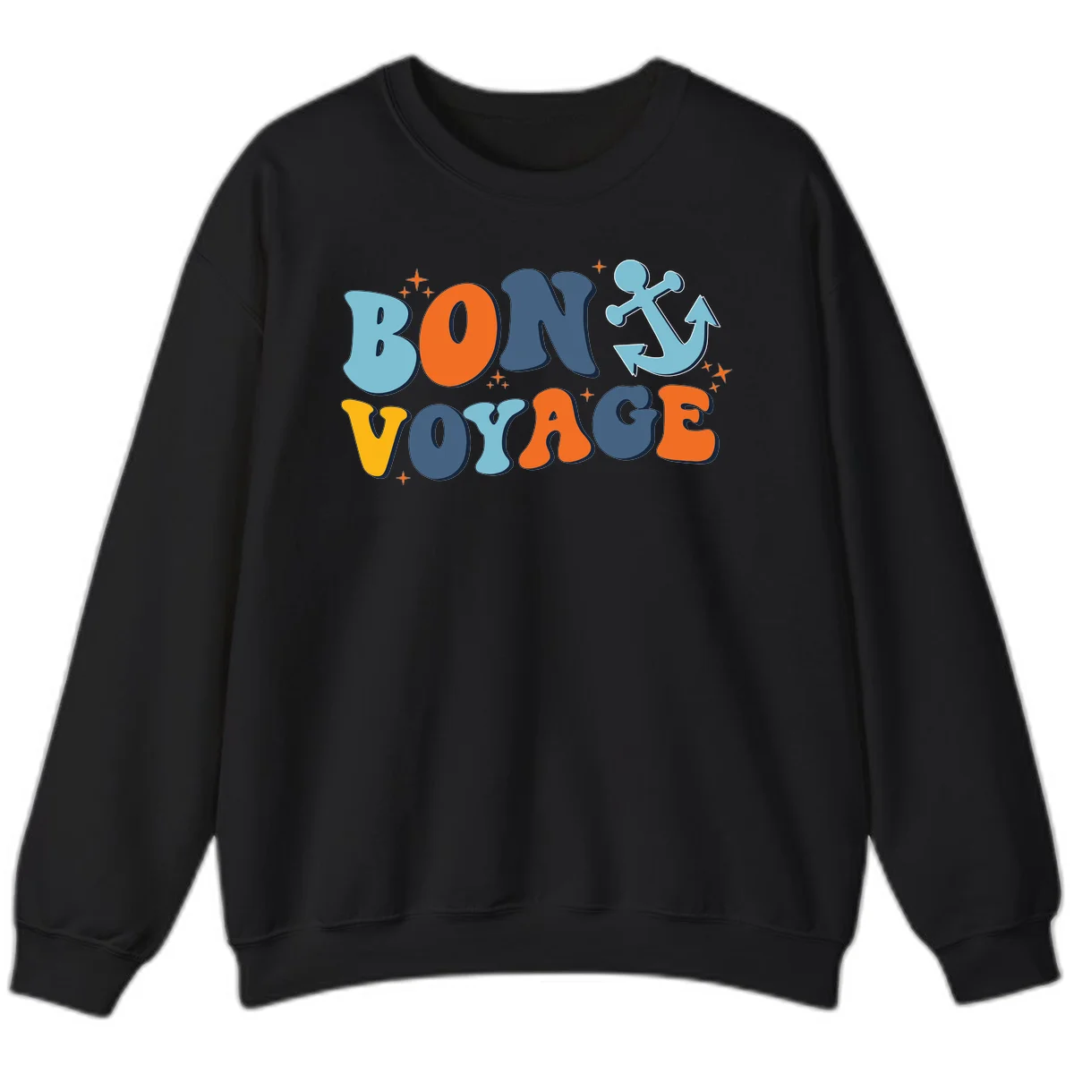 Bon Voyage Anchor Sweatshirt: Cozy Cruise Ship Nights! in Black
