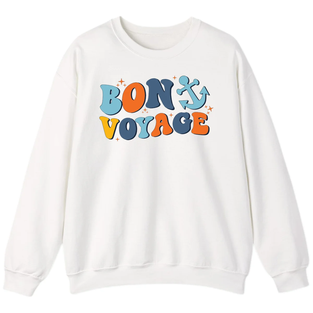 Bon Voyage Anchor Sweatshirt: Cozy Cruise Ship Nights! in White