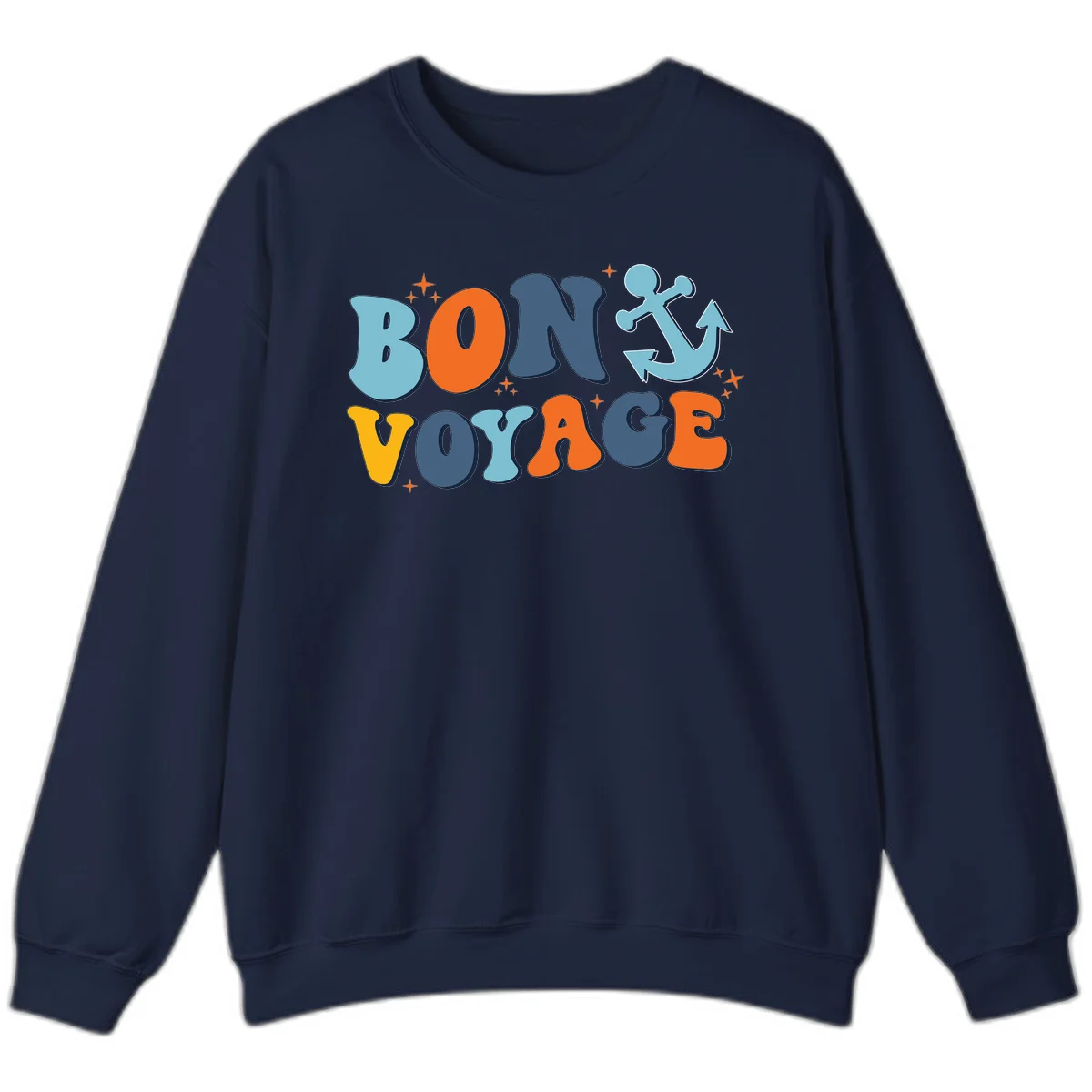 Bon Voyage Anchor Sweatshirt: Cozy Cruise Ship Nights! in Navy
