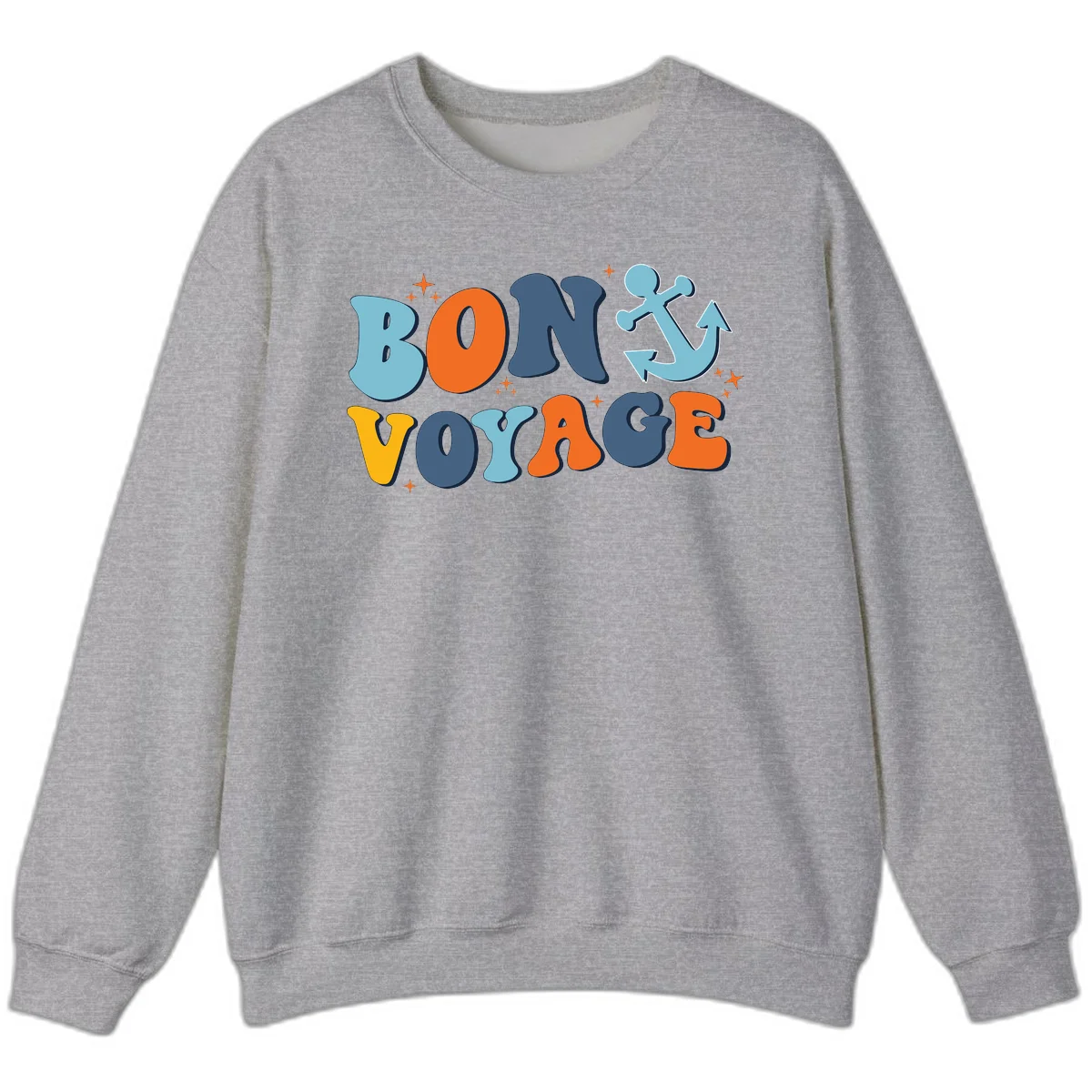 Bon Voyage Anchor Sweatshirt: Cozy Cruise Ship Nights! in Sport Grey