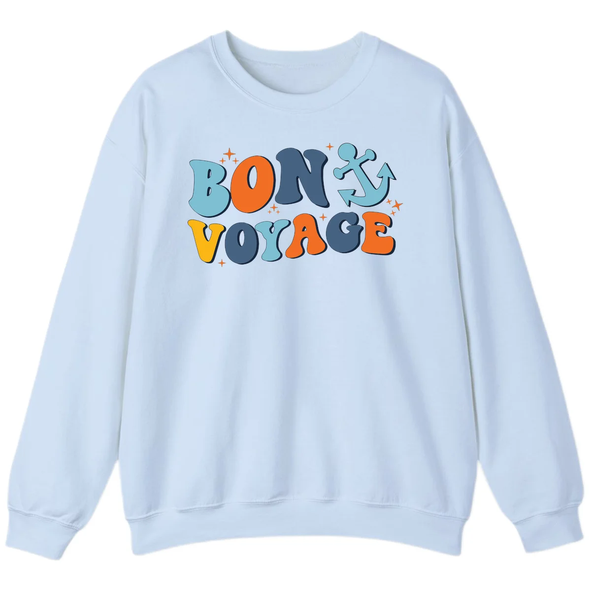 Bon Voyage Anchor Sweatshirt: Cozy Cruise Ship Nights! in Light Blue