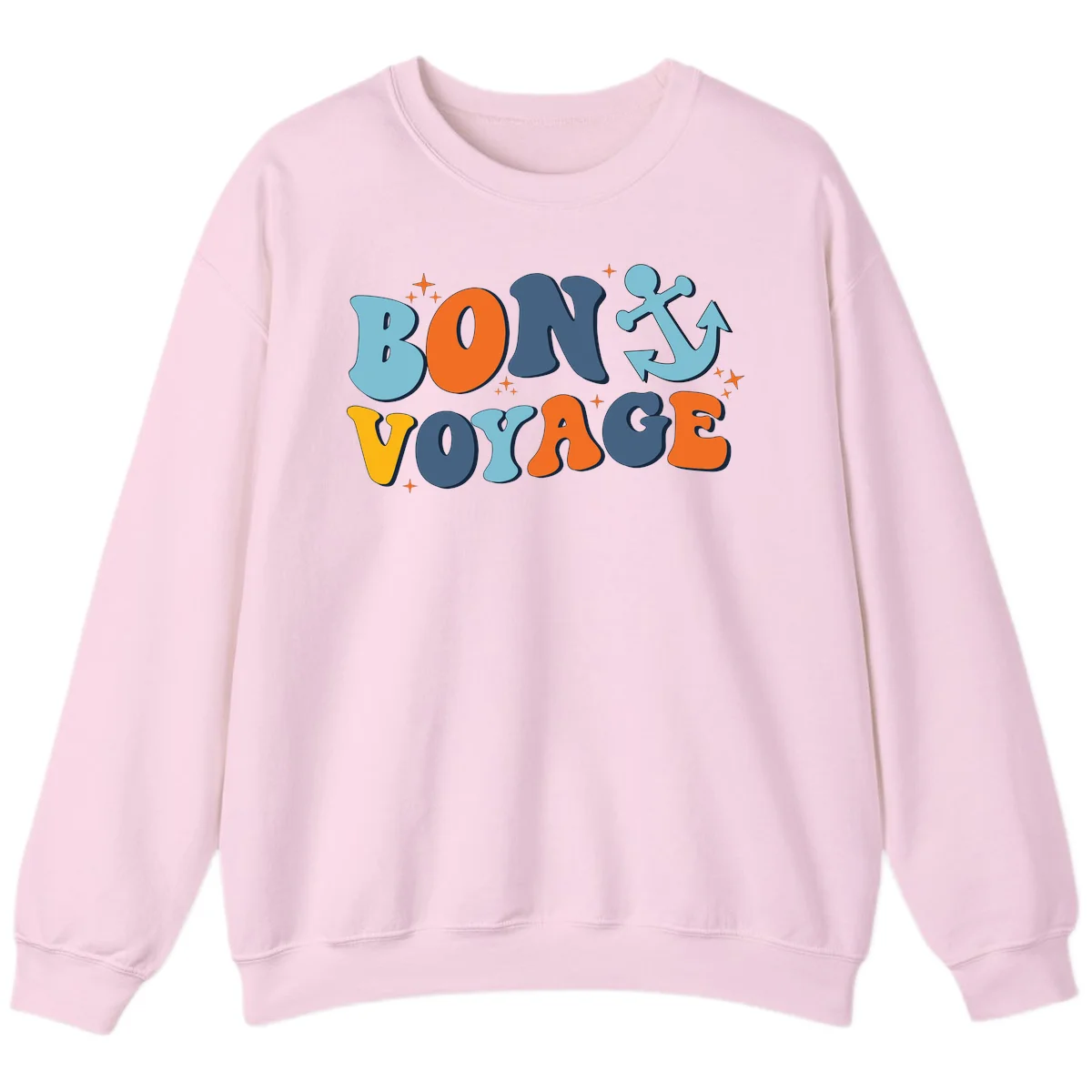 Bon Voyage Anchor Sweatshirt: Cozy Cruise Ship Nights! in Light Pink