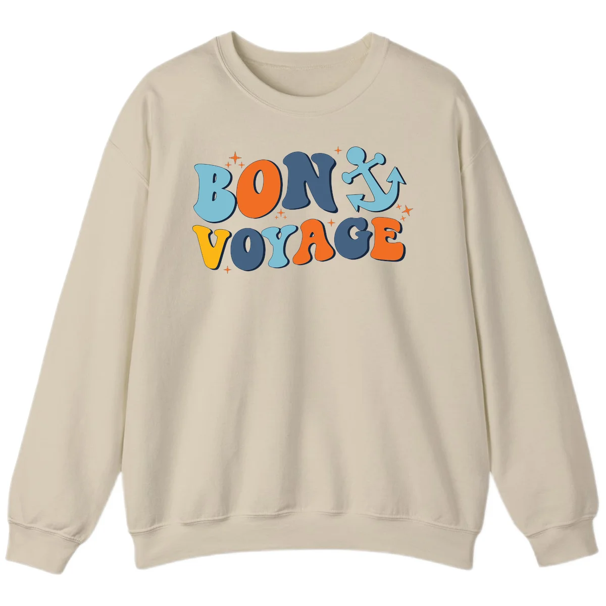 Bon Voyage Anchor Sweatshirt: Cozy Cruise Ship Nights! in Sand