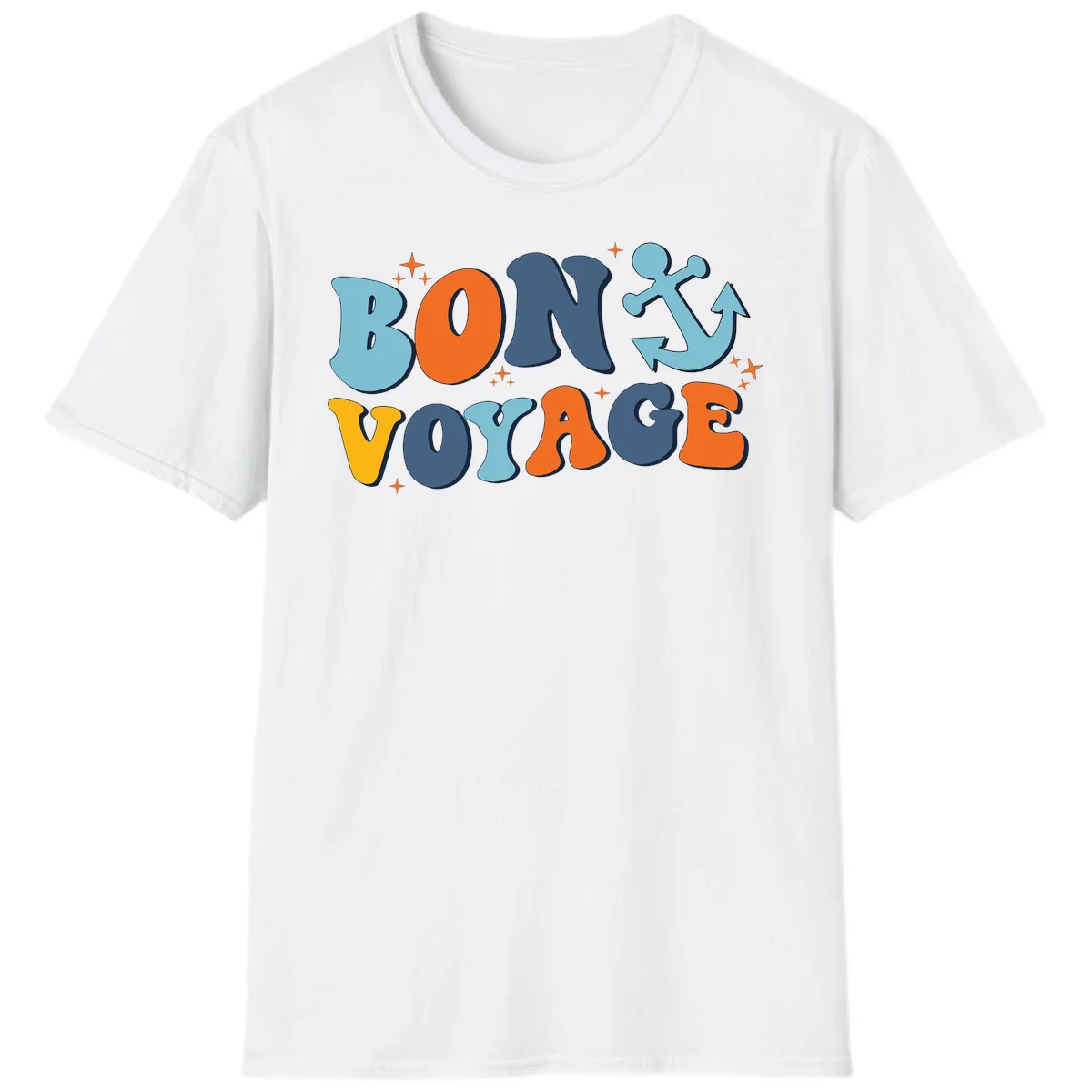 Bon Voyage Anchor T-Shirt: Your Next Cruise Adventure! in White