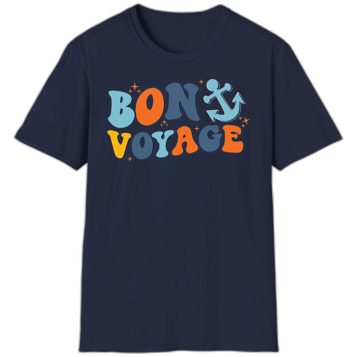 Bon Voyage Anchor T-Shirt: Your Next Cruise Adventure! in Navy