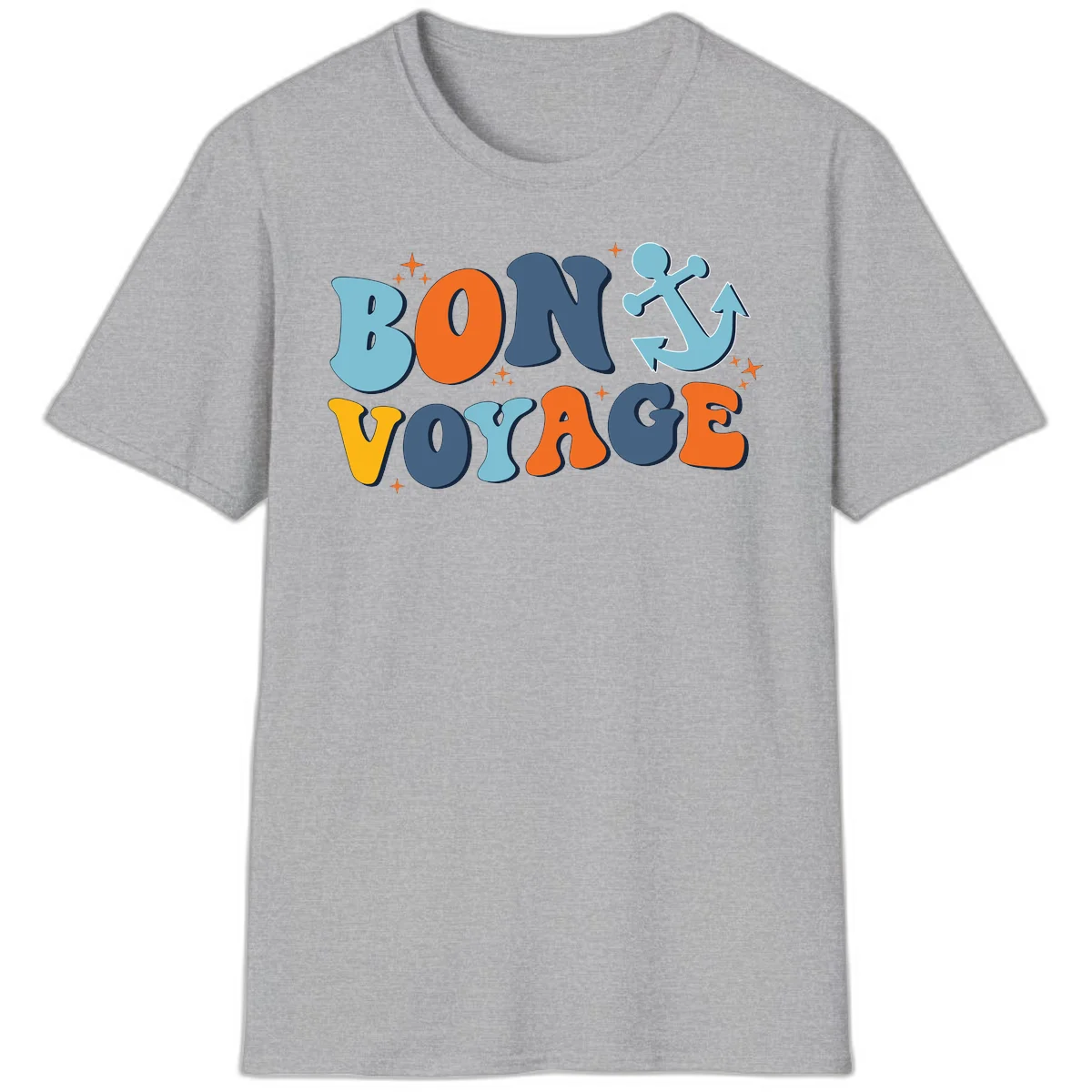 Bon Voyage Anchor T-Shirt: Your Next Cruise Adventure! in Sport Grey