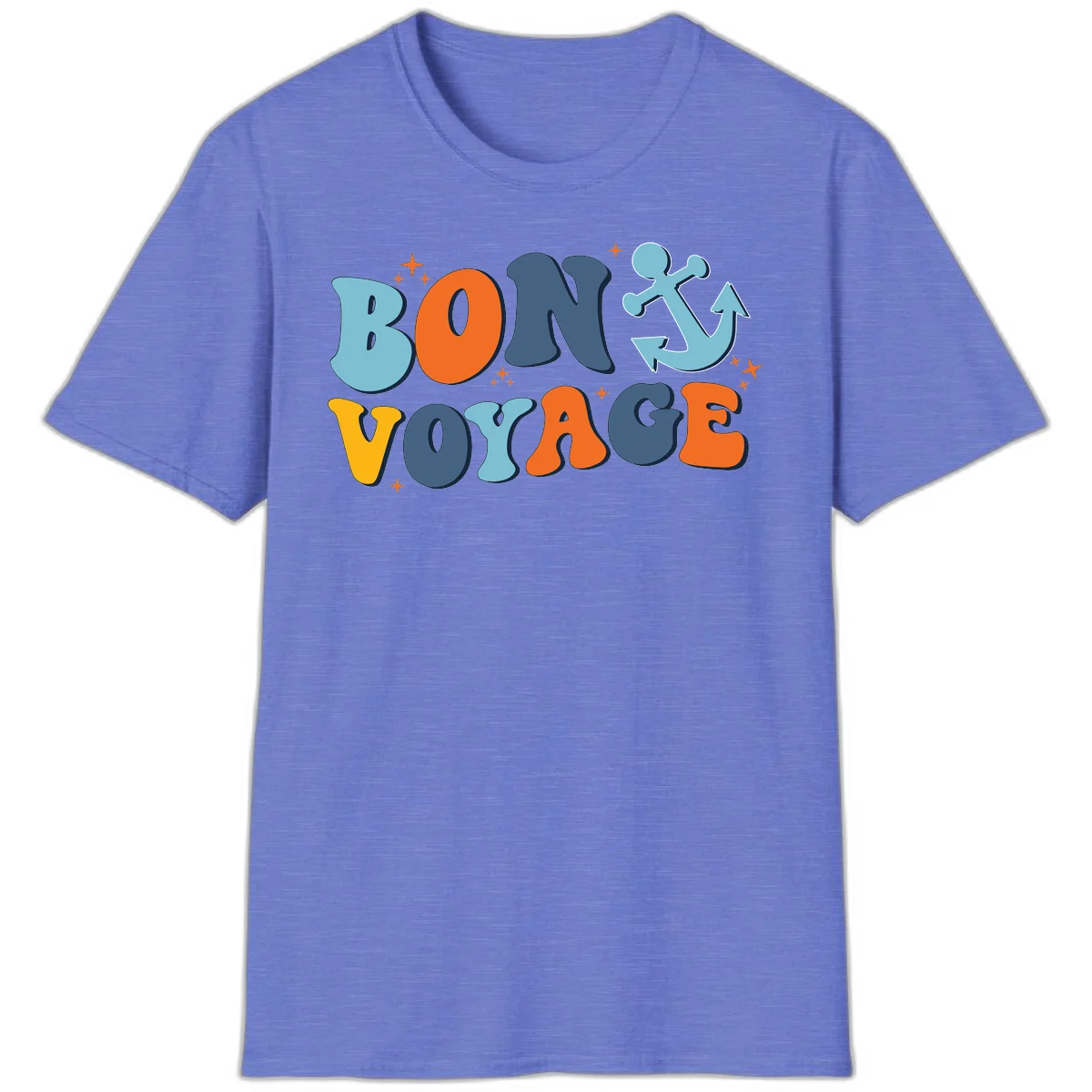Bon Voyage Anchor T-Shirt: Your Next Cruise Adventure! in Heather Royal