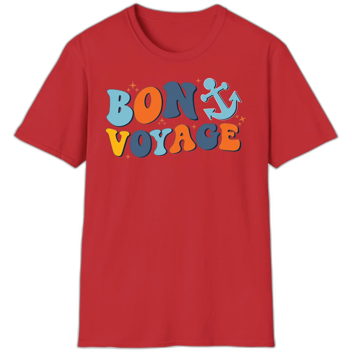 Bon Voyage Anchor T-Shirt: Your Next Cruise Adventure! in Red