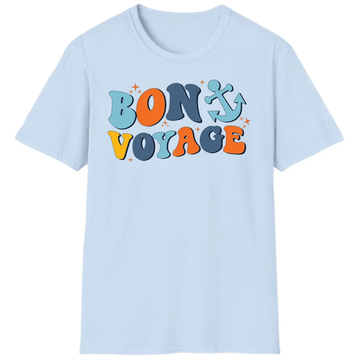 Bon Voyage Anchor T-Shirt: Your Next Cruise Adventure! in Light Blue