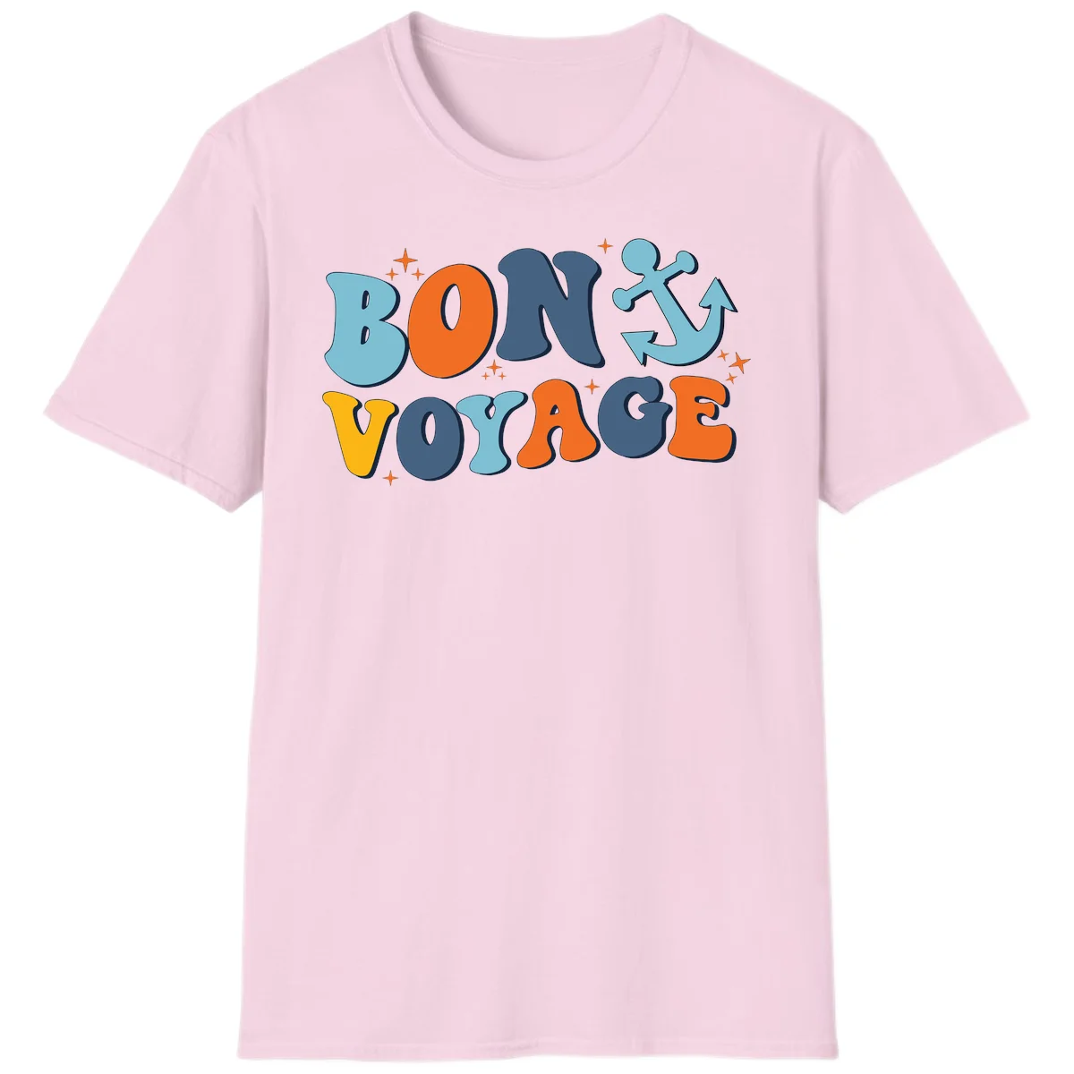Bon Voyage Anchor T-Shirt: Your Next Cruise Adventure! in Light Pink