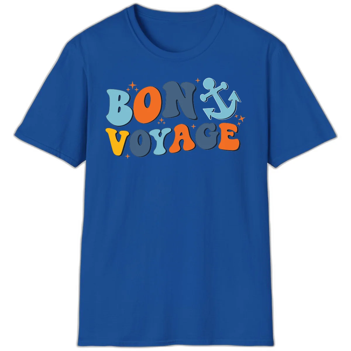 Bon Voyage Anchor T-Shirt: Your Next Cruise Adventure! in Royal