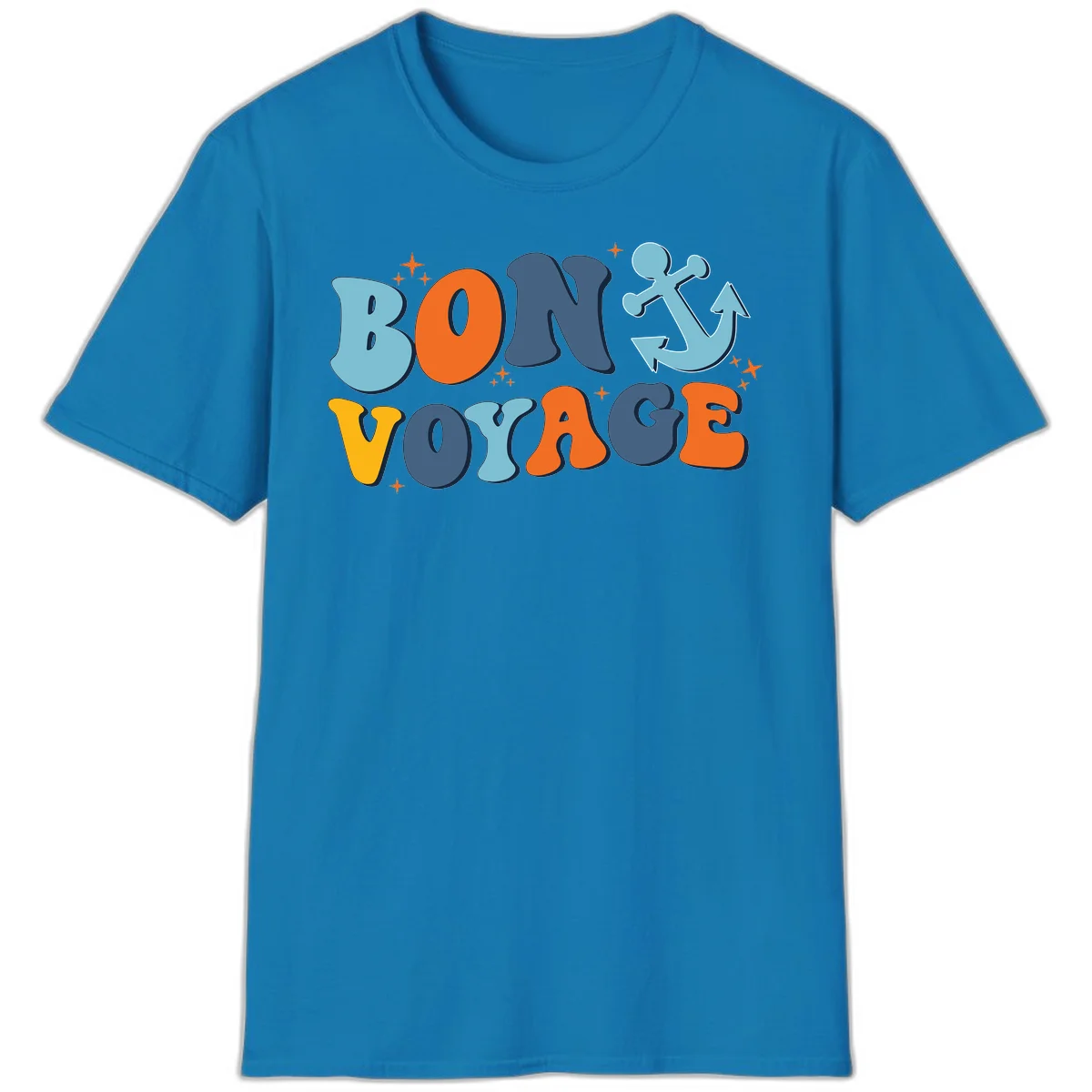 Bon Voyage Anchor T-Shirt: Your Next Cruise Adventure! in Sapphire