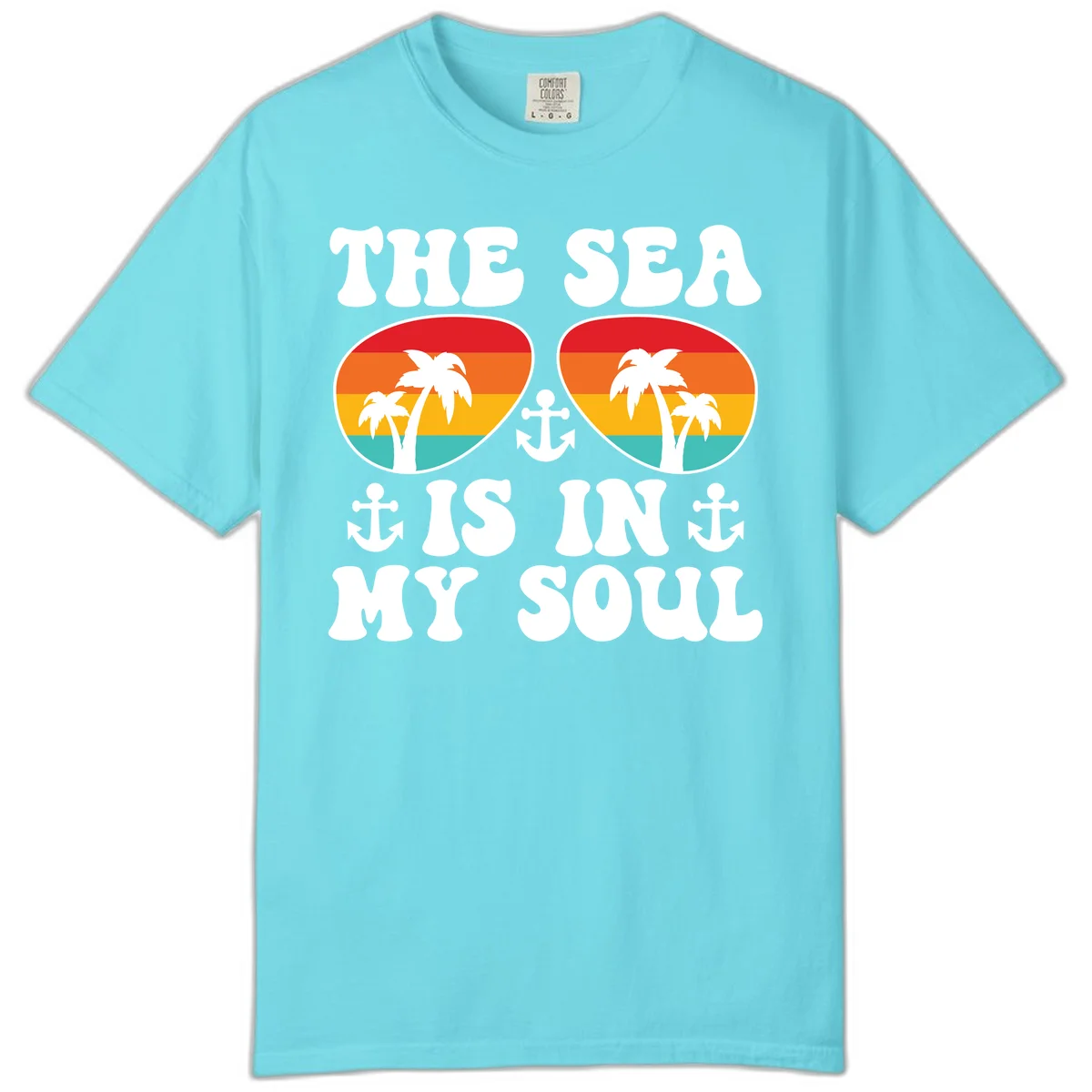 The Sea Is In My Soul Comfort Color Tee in Lagoon Blue