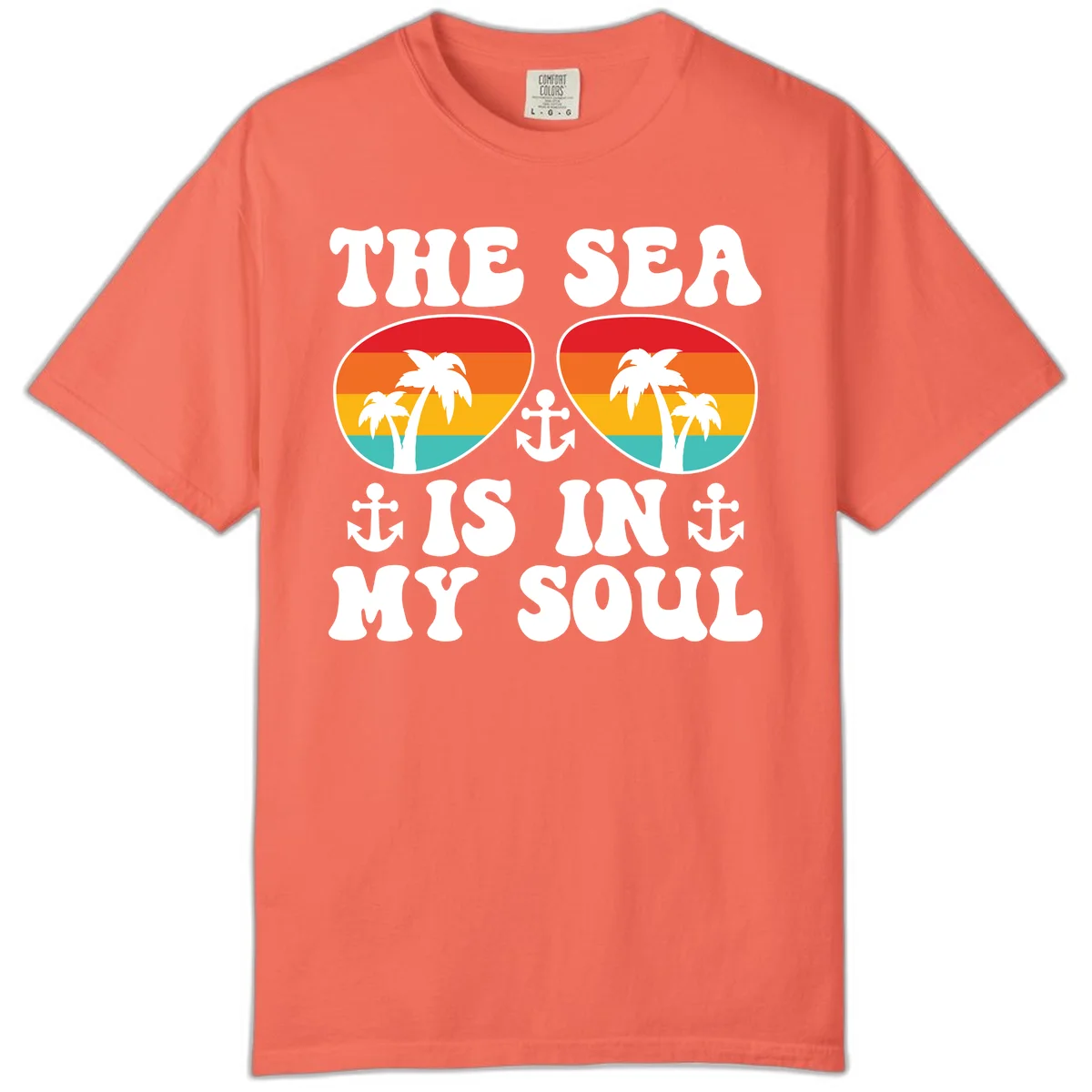 The Sea Is In My Soul Comfort Color Tee in Bright Salmon