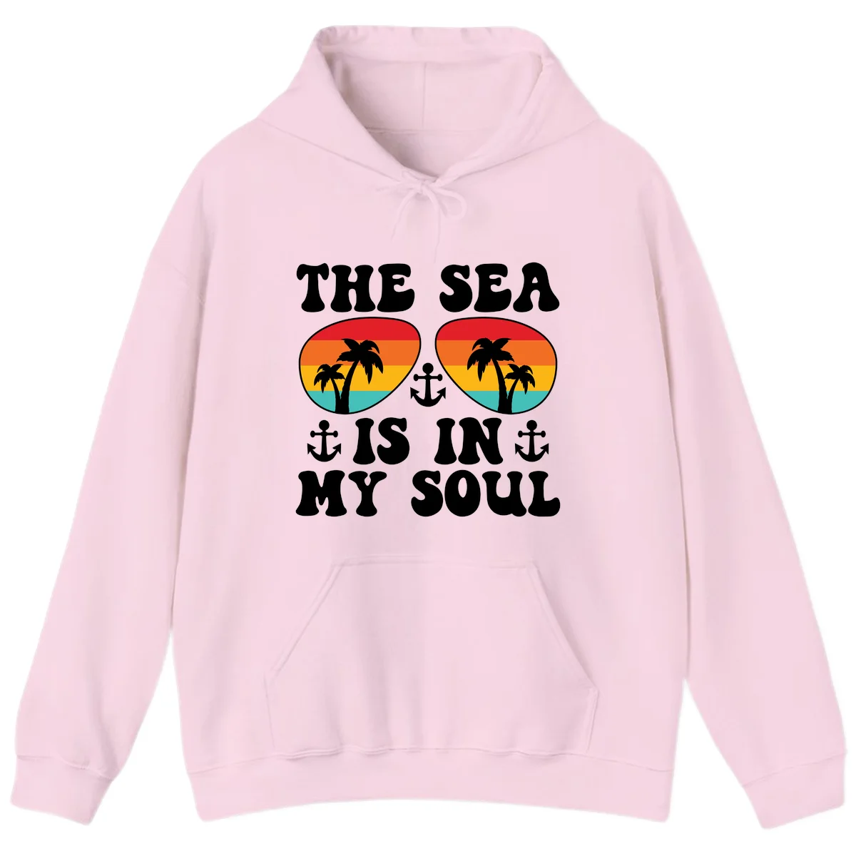 The Sea Is In My Soul Hoodie in Light Pink