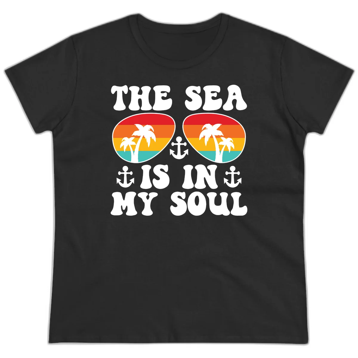 The Sea Is In My Soul Ladies Tee in Black