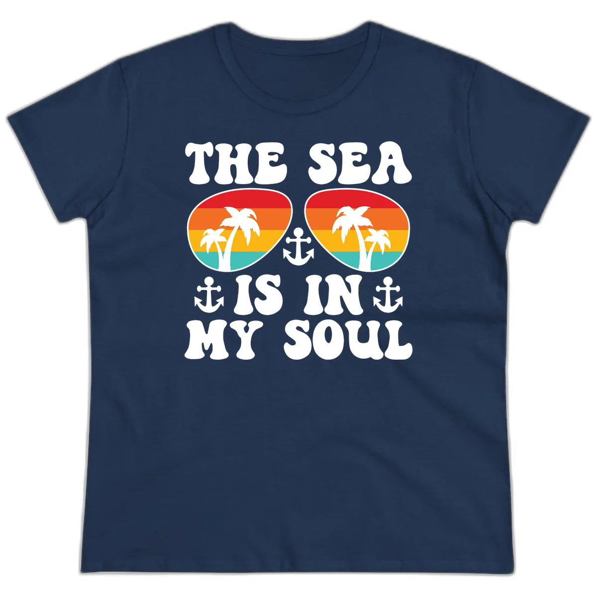 The Sea Is In My Soul Ladies Tee in Navy