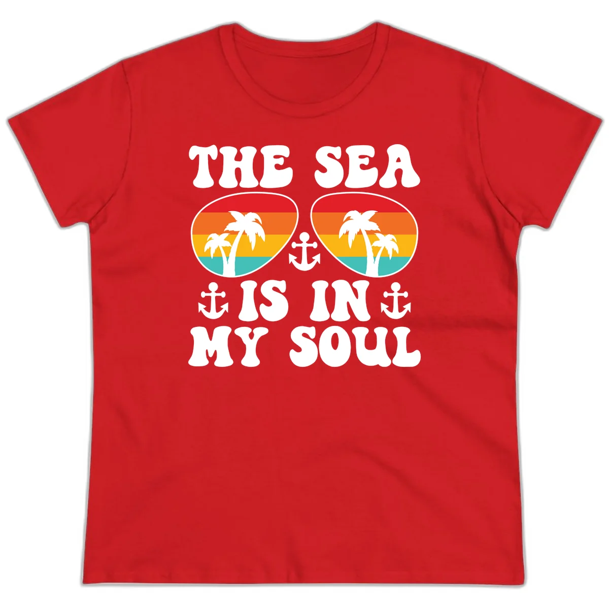 The Sea Is In My Soul Ladies Tee in Red