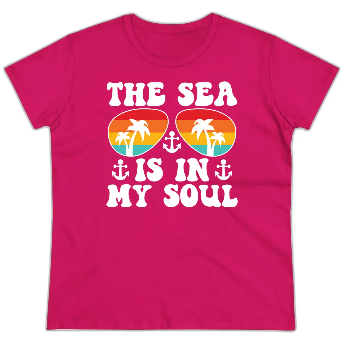 The Sea Is In My Soul Ladies Tee in Heliconia