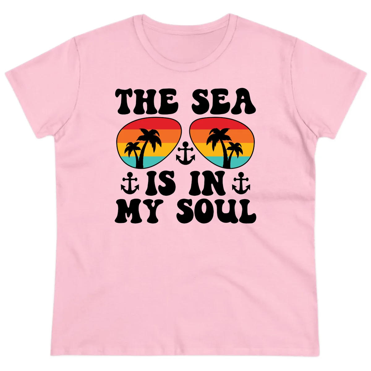 The Sea Is In My Soul Ladies Tee in Light Pink