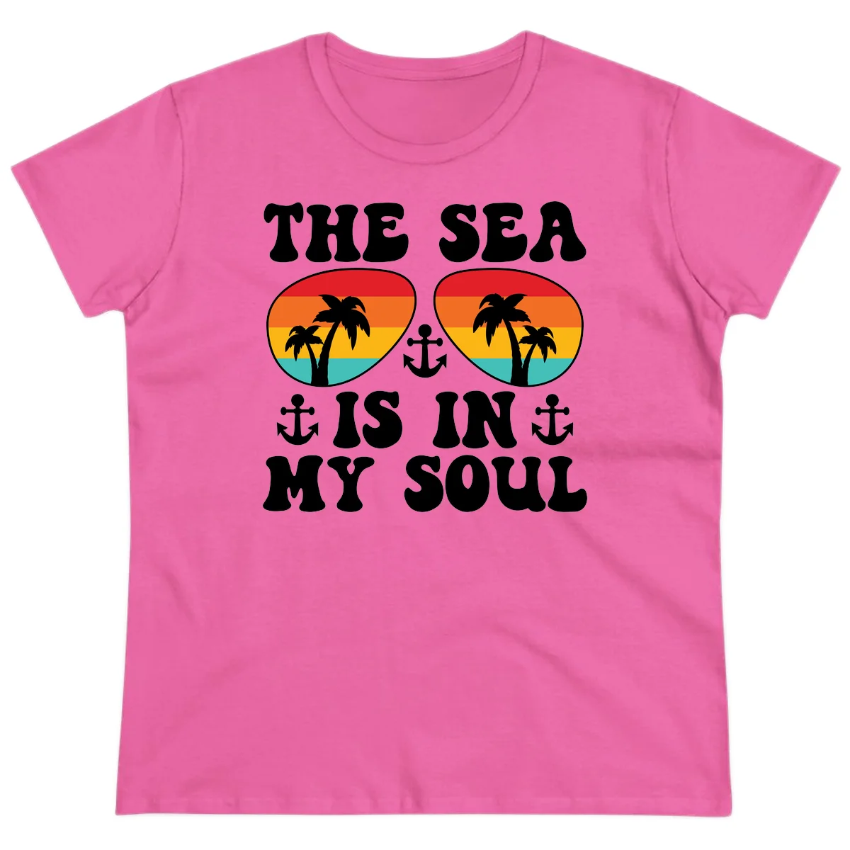 The Sea Is In My Soul Ladies Tee in Azalea