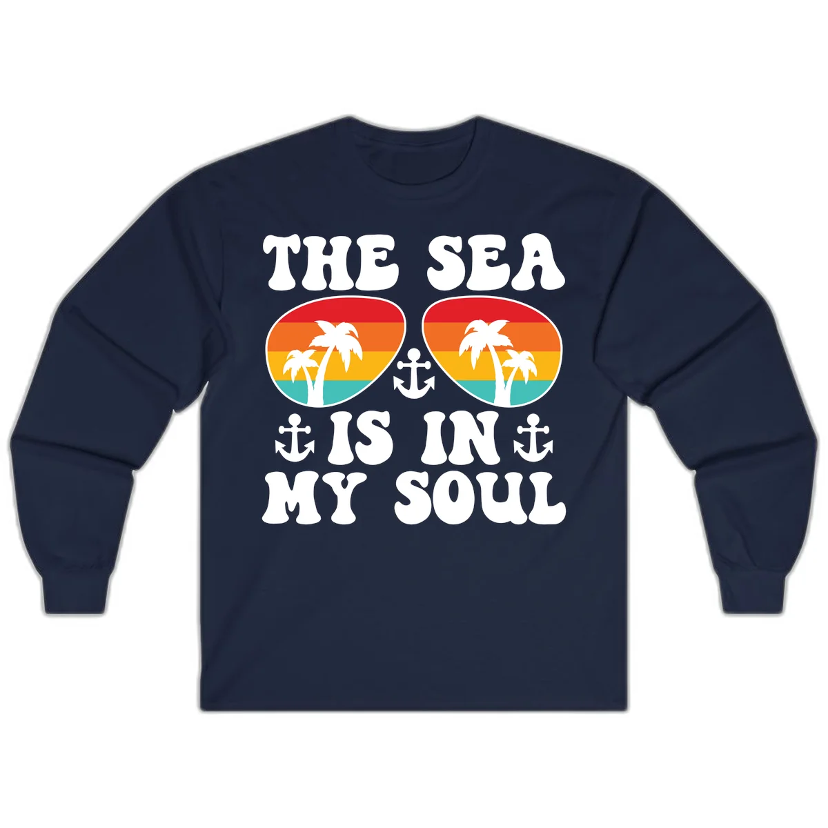 The Sea Is In My Soul Long Sleeve in Navy