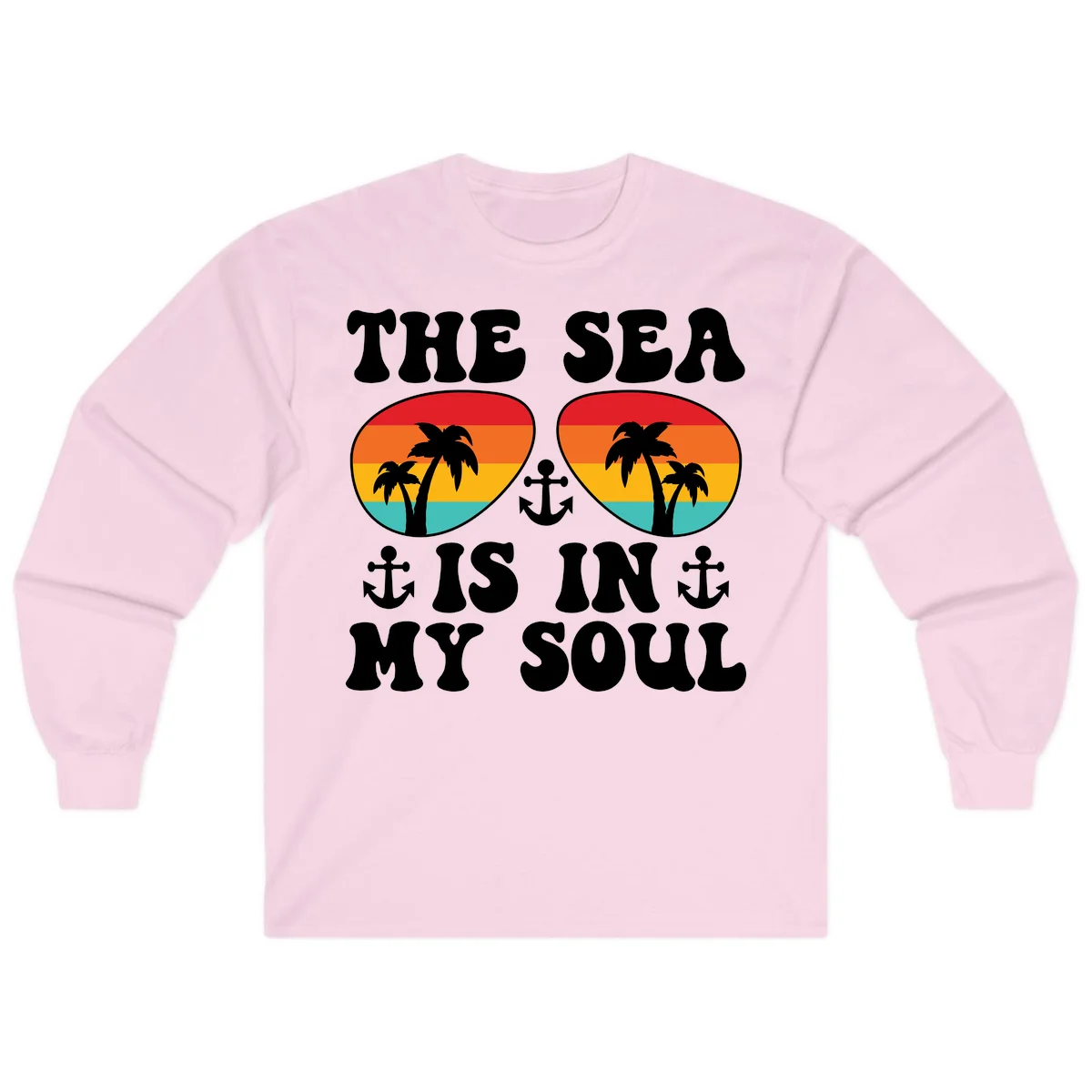 The Sea Is In My Soul Long Sleeve in Light Pink