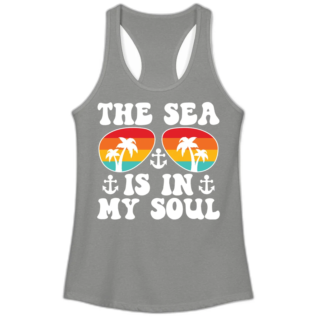 The Sea Is In My Soul Ladies Tank in Heather Grey