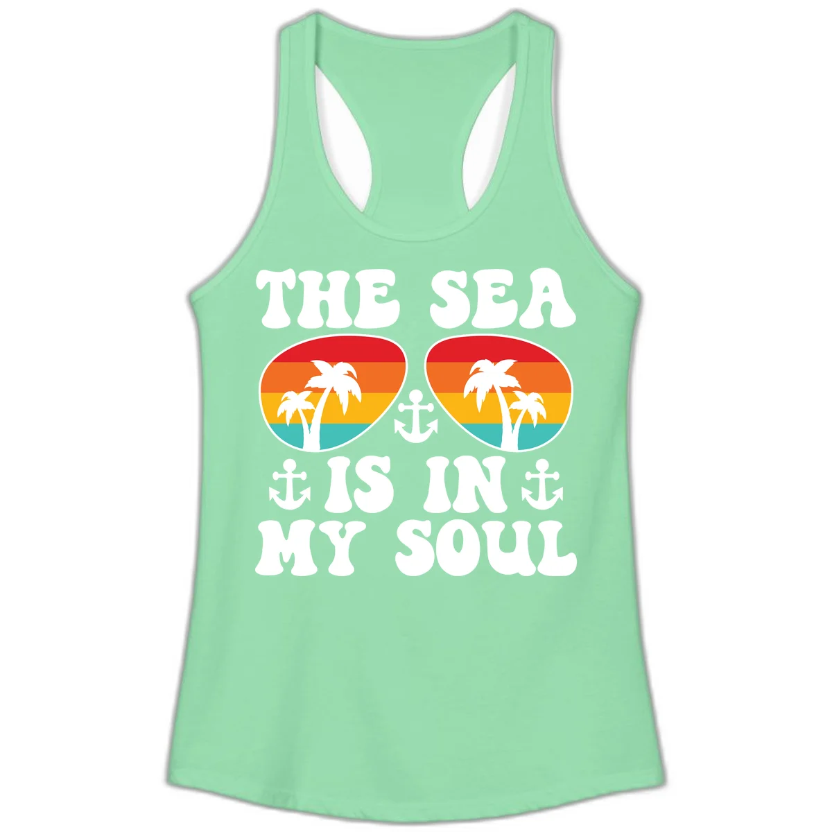 The Sea Is In My Soul Ladies Tank in Solid Mint