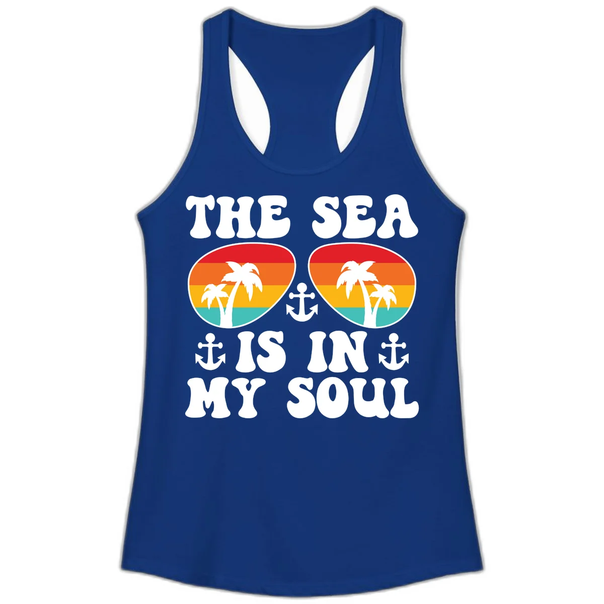 The Sea Is In My Soul Ladies Tank in Solid Royal