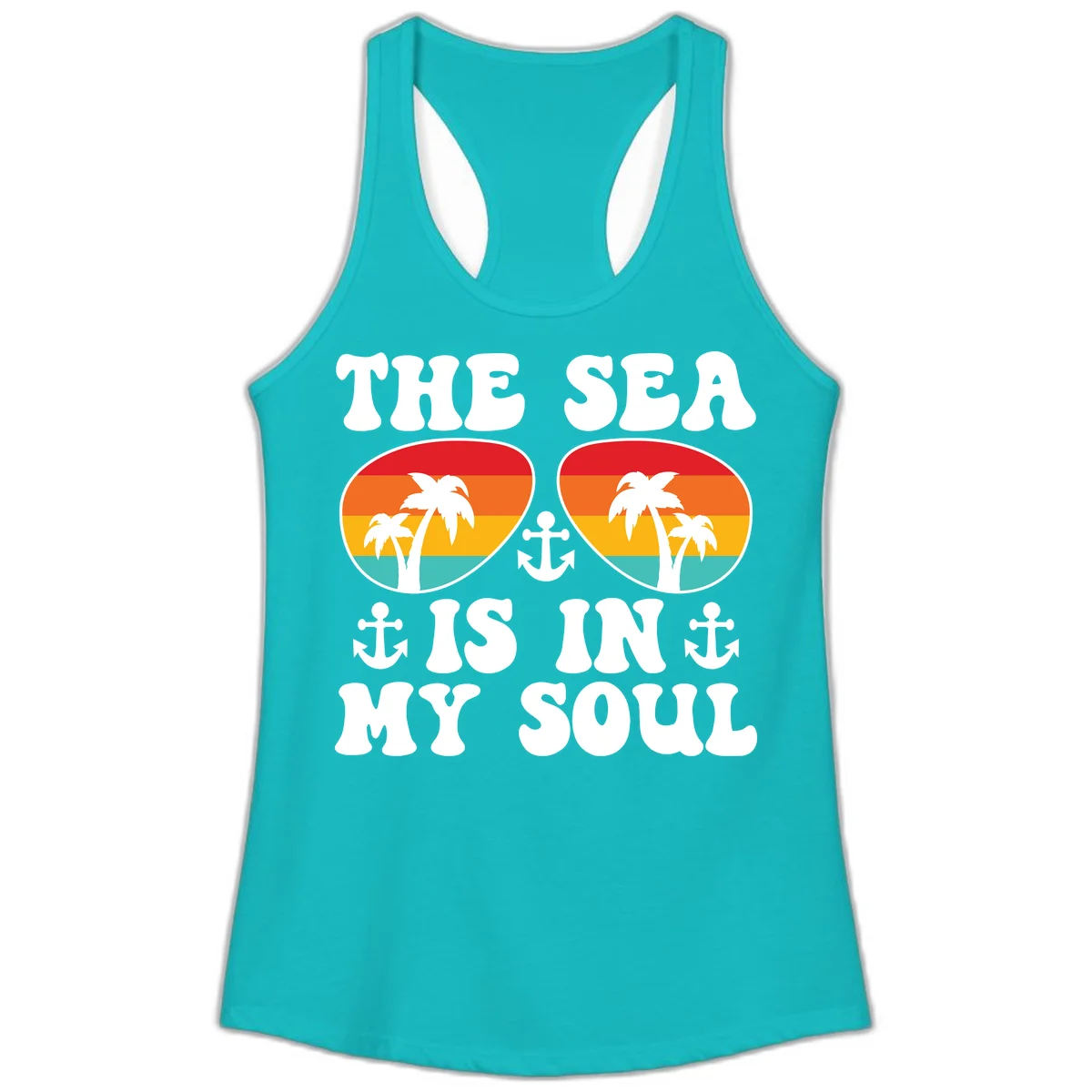 The Sea Is In My Soul Ladies Tank in Tahiti Blue