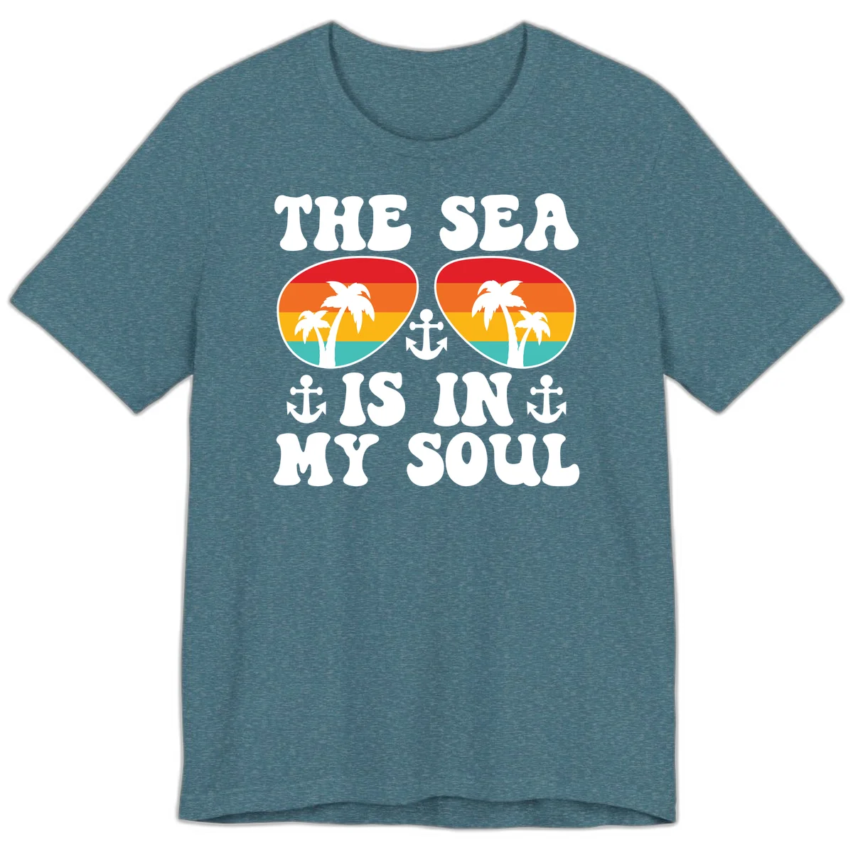 The Sea Is In My Soul Premium T-Shirt in Heather Deep Teal